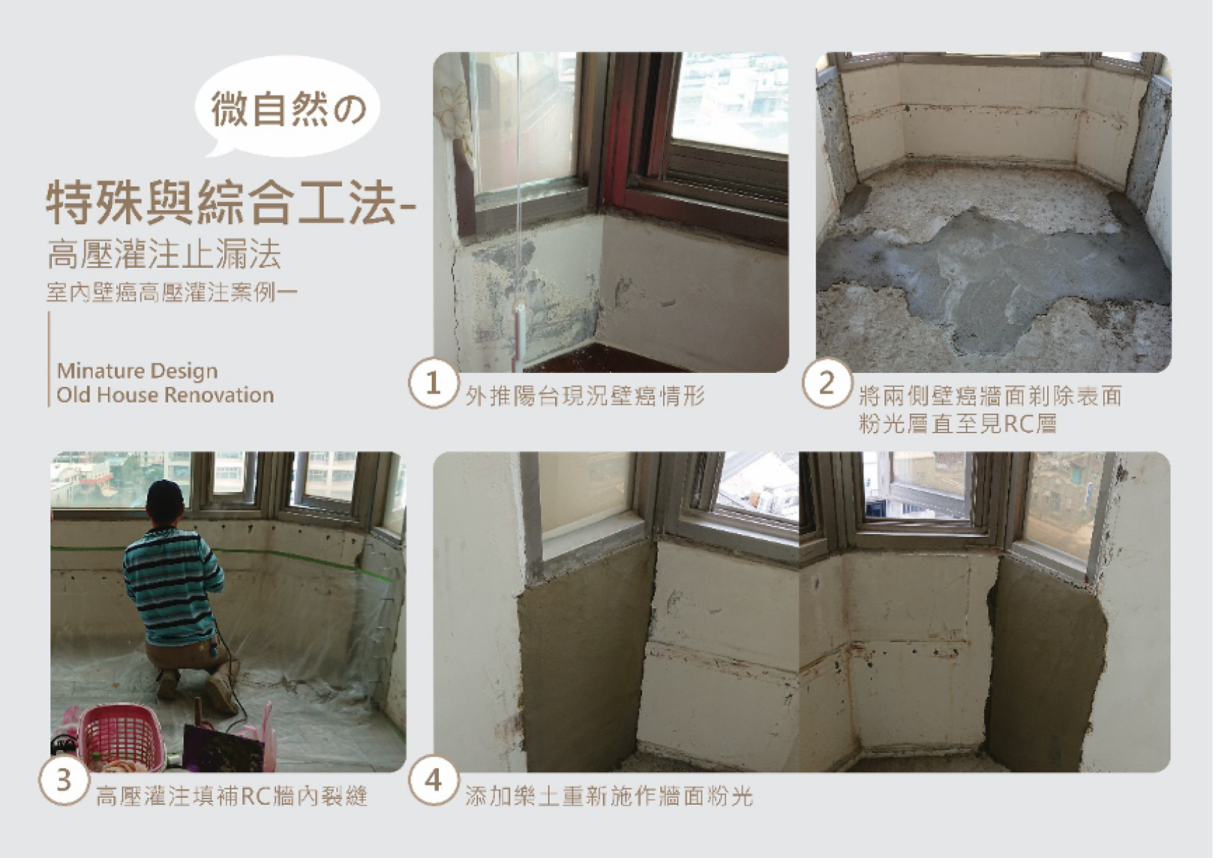 綜合工法 高壓灌注止漏工法(室內壁癌高壓灌注)