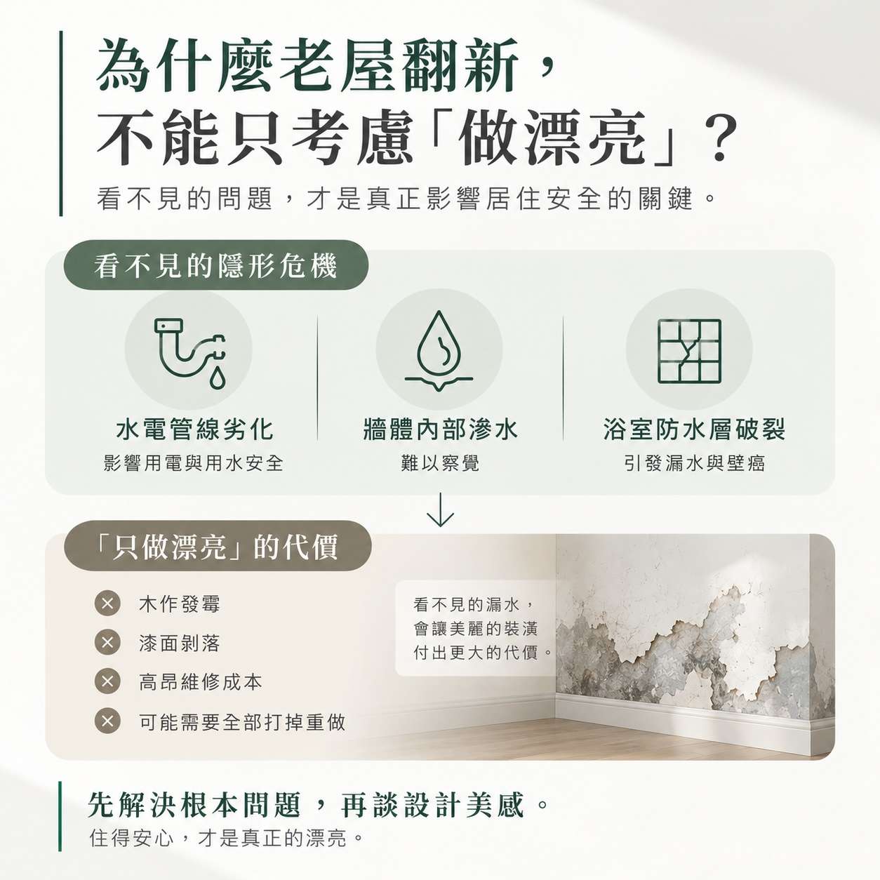 別讓百萬裝修費打水漂!老屋翻新不能只做漂亮?得先調理「屋子的體質」才能住得久! 別讓百萬裝修費打水漂!老屋翻新不能只做漂亮?得先調理「屋子的體質」才能住得久!